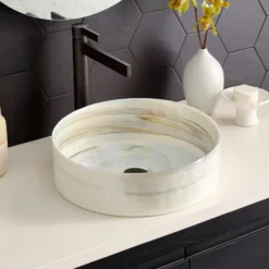 Native Trails Murano 16" Round Glass Bathroom Sink, Abalone, MG1616-AE