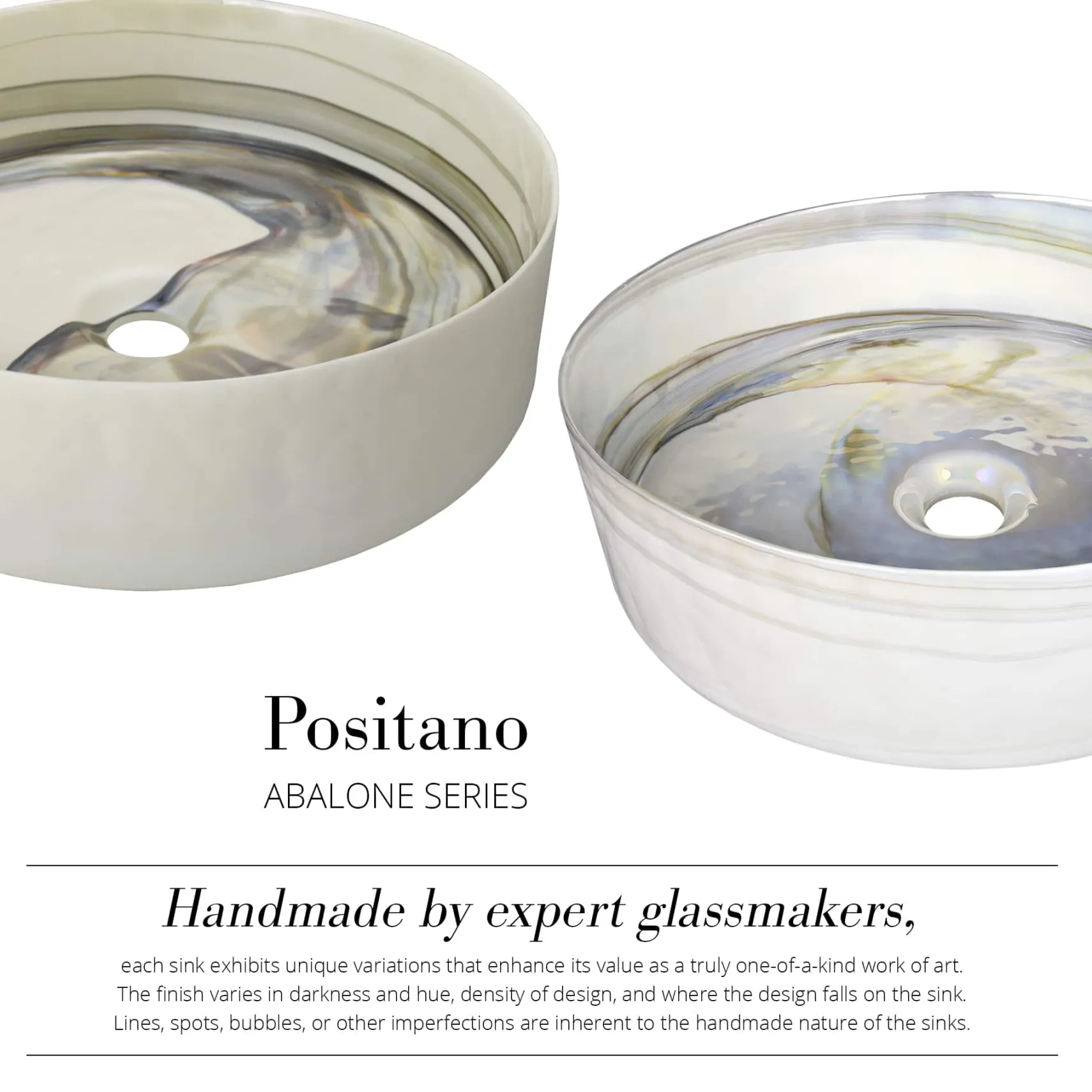 Native Trails Murano 16" Round Glass Bathroom Sink, Abalone, MG1616-AE