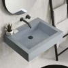 Native Trails Natoma 24" x 19" Rectangle Wall Mount NativeStone Concrete ADA Bathroom Sink, Ocean, NSL2405-OX