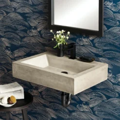 Native Trails Natoma 24" x 19" Rectangle Wall Mount NativeStone Concrete ADA Bathroom Sink, Ash, NSL2405-A