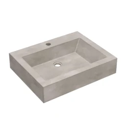 Native Trails Natoma 24" x 19" Rectangle Wall Mount NativeStone Concrete ADA Bathroom Sink, Ash, NSL2405-A