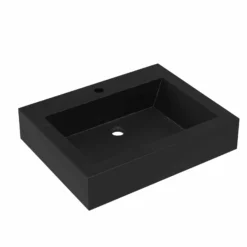 Native Trails Natoma 24" x 19" Rectangle Wall Mount NativeStone Concrete ADA Bathroom Sink, Charcoal, NSL2405-C