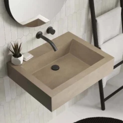 Native Trails Natoma 24" x 19" Rectangle Wall Mount NativeStone Concrete ADA Bathroom Sink, Earth, NSL2405-EX