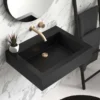 Native Trails Natoma 24" x 19" Rectangle Wall Mount NativeStone Concrete ADA Bathroom Sink, Charcoal, NSL2405-CX