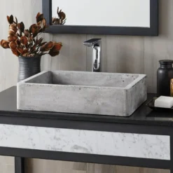 Native Trails Nipomo 20" Rectangle NativeStone Concrete Farmhouse Bathroom Sink, Ash, NSL1915-A