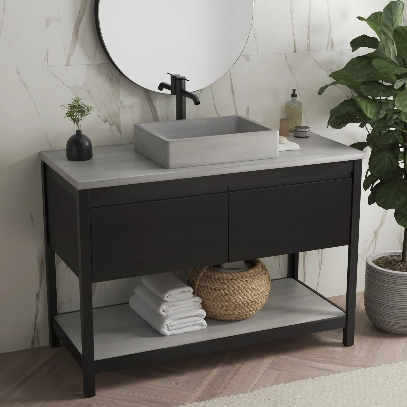 Native Trails Nipomo 20" Rectangle NativeStone Concrete Farmhouse Bathroom Sink, Ash, NSL1915-A
