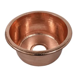Native Trails Redondo Chico 15" Round Copper Bar/Prep Sink, Polished Copper, 16 Gauge, CPS460