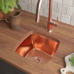 Native Trails Rincon 13" Square Copper Bar/Prep Sink, Polished Copper, 16 Gauge, CPS447