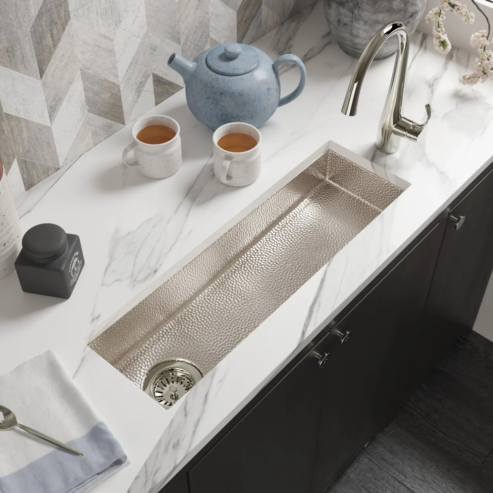 Native Trails Rio Chico 30" Rectangle Nickel Bar/Prep Sink, Polished Nickel, CPS810