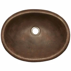 Native Trails Rolled Baby Classic 16" Oval Copper Bathroom Sink, Antique Copper, CPS239