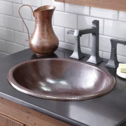 Native Trails Rolled Classic 19" Oval Copper Bathroom Sink, Antique Copper, CPS240