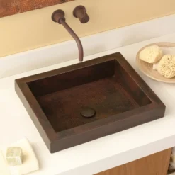 Native Trails Tatra 20" Rectangle Copper Bathroom Sink, Antique Copper, CPS246