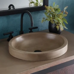 Native Trails Tolosa 19" Oval NativeStone Concrete Bathroom Sink, Earth, NSL1916-E