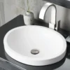 Native Trails Tolosa 19" Oval NativeStone Concrete Bathroom Sink, Pearl, NSL1916-P