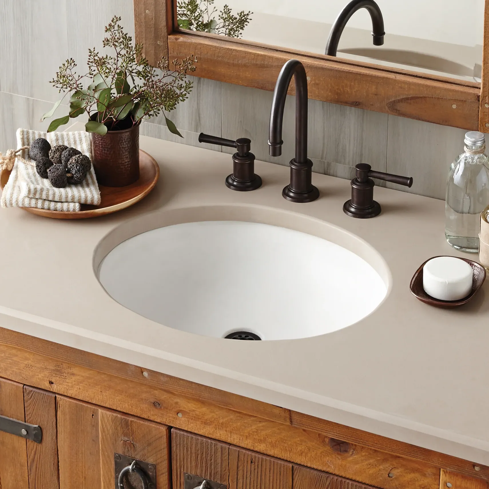 Native Trails Tolosa 19" Oval NativeStone Concrete Bathroom Sink, Pearl, NSL1916-P