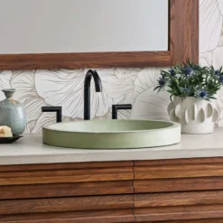 Native Trails Tolosa 19" x 16" Oval NativeStone Concrete ADA Bathroom Sink, Sage, NSL1916-G