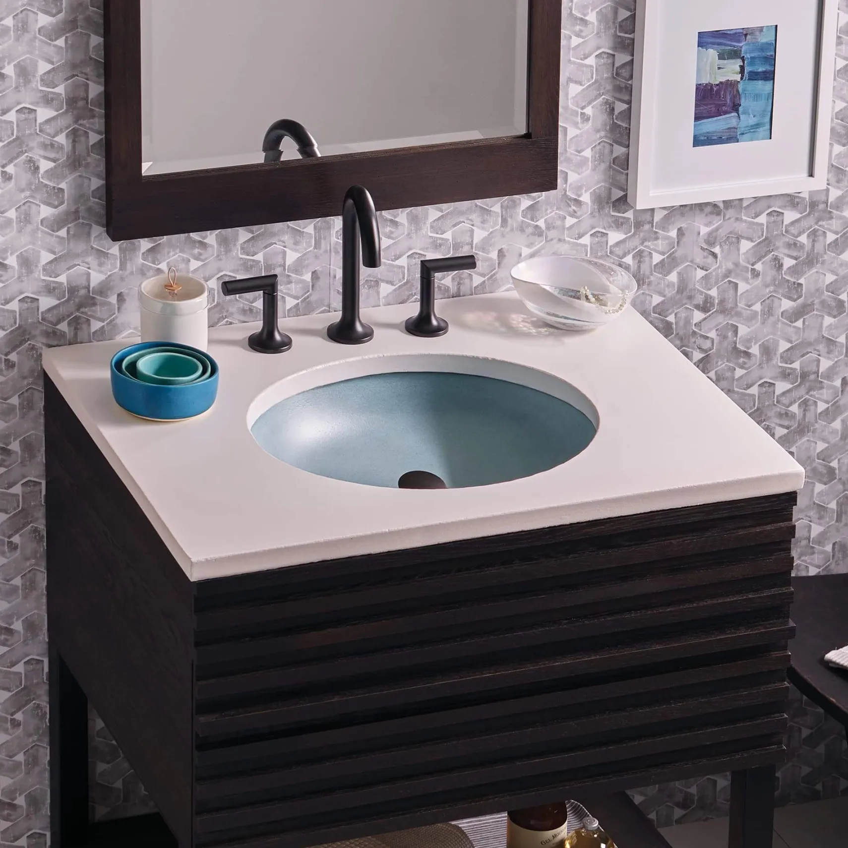 Native Trails Tolosa 19" x 16" Oval NativeStone Concrete ADA Bathroom Sink, Ocean, NSL1916-O