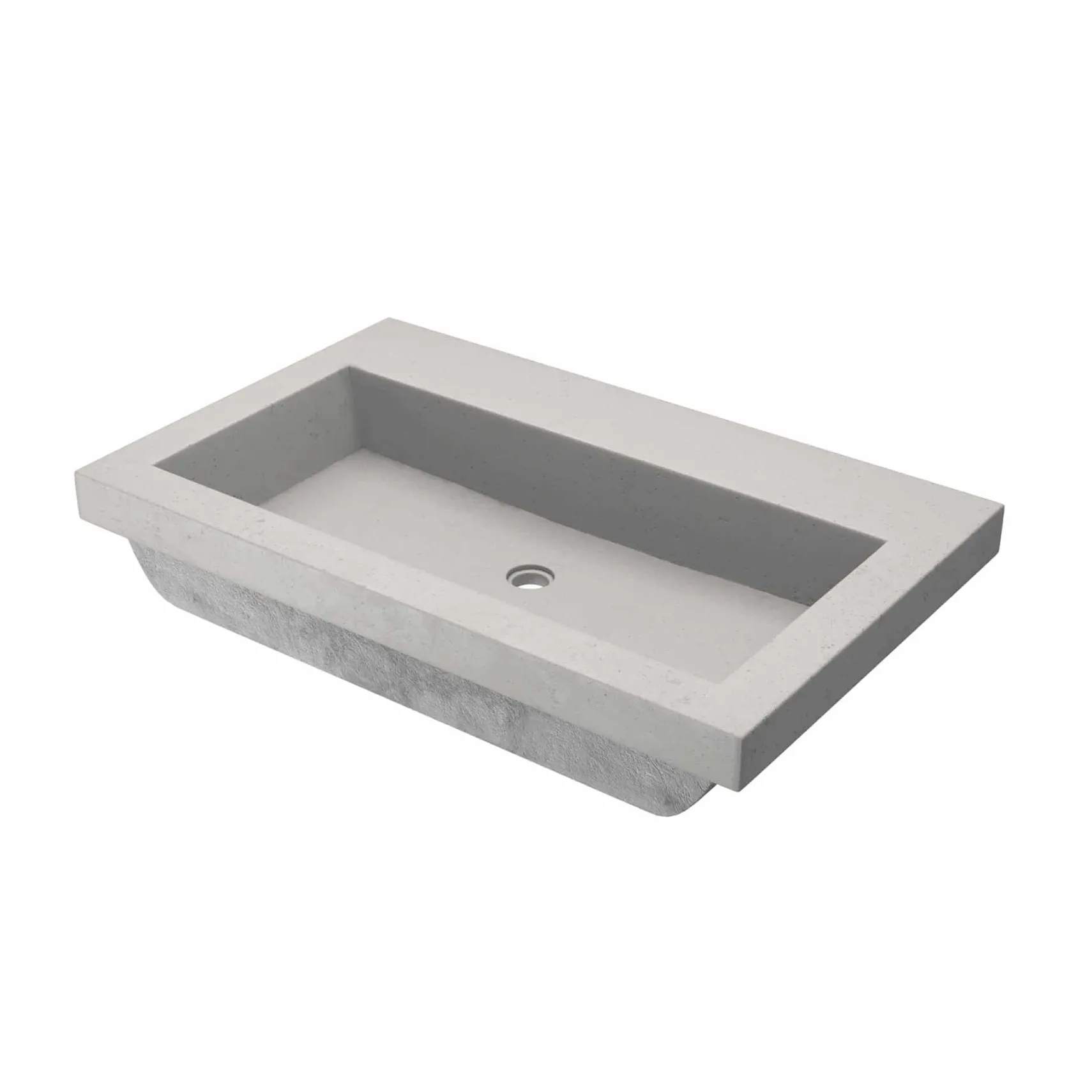 Native Trails Trough 30" Rectangle NativeStone Concrete Bathroom Sink, No Faucet Hole, Ash, NSL3019-AX