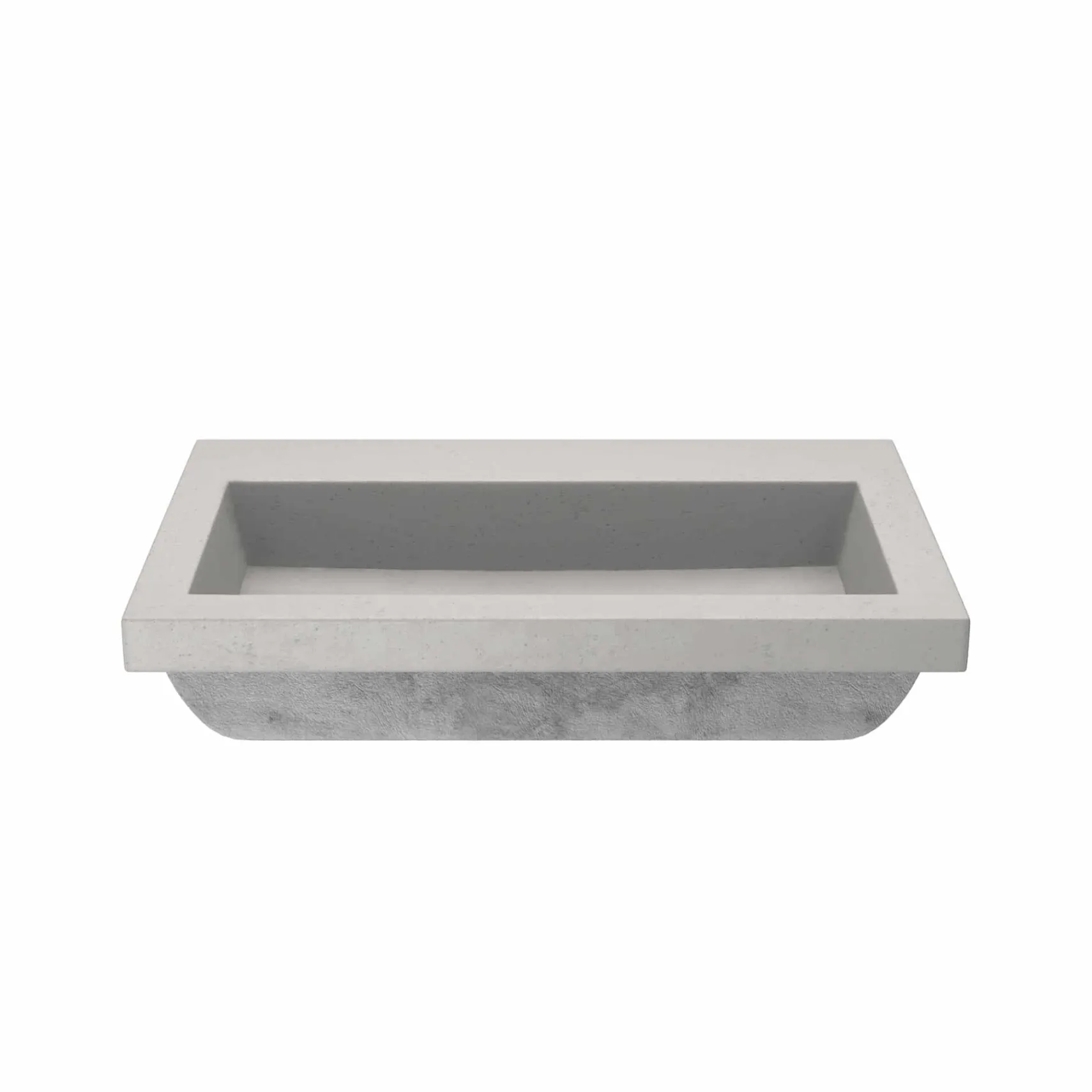 Native Trails Trough 30" Rectangle NativeStone Concrete Bathroom Sink, No Faucet Hole, Ash, NSL3019-AX