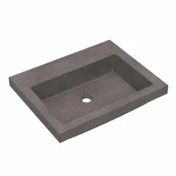 Native Trails Trough 24" Rectangular Drop-In NativeStone Concrete Bathroom Sink, Slate, No Faucet Hole, NSL2419-SX