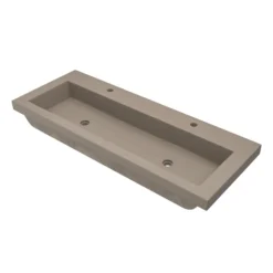 Native Trails Trough 48" Rectangle NativeStone Concrete Bathroom Sink, 2 Faucet Holes, Earth, NSL4819-E