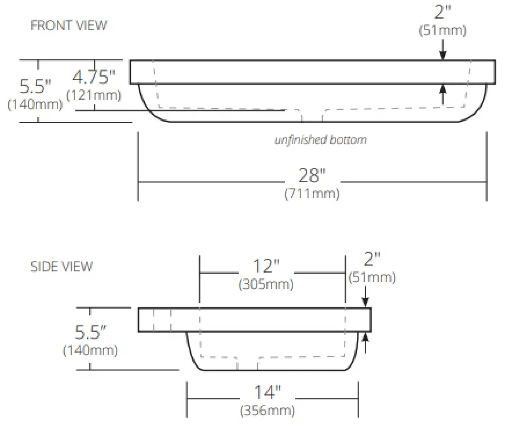 Native Trails Trough 30" Rectangle NativeStone Concrete Bathroom Sink, 1 Faucet Hole, Earth, NSL3019-E