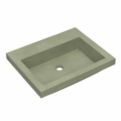 Native Trails Trough 24" Rectangular Drop-In NativeStone Concrete Bathroom Sink, Sage, No Faucet Hole, NSL2419-GX