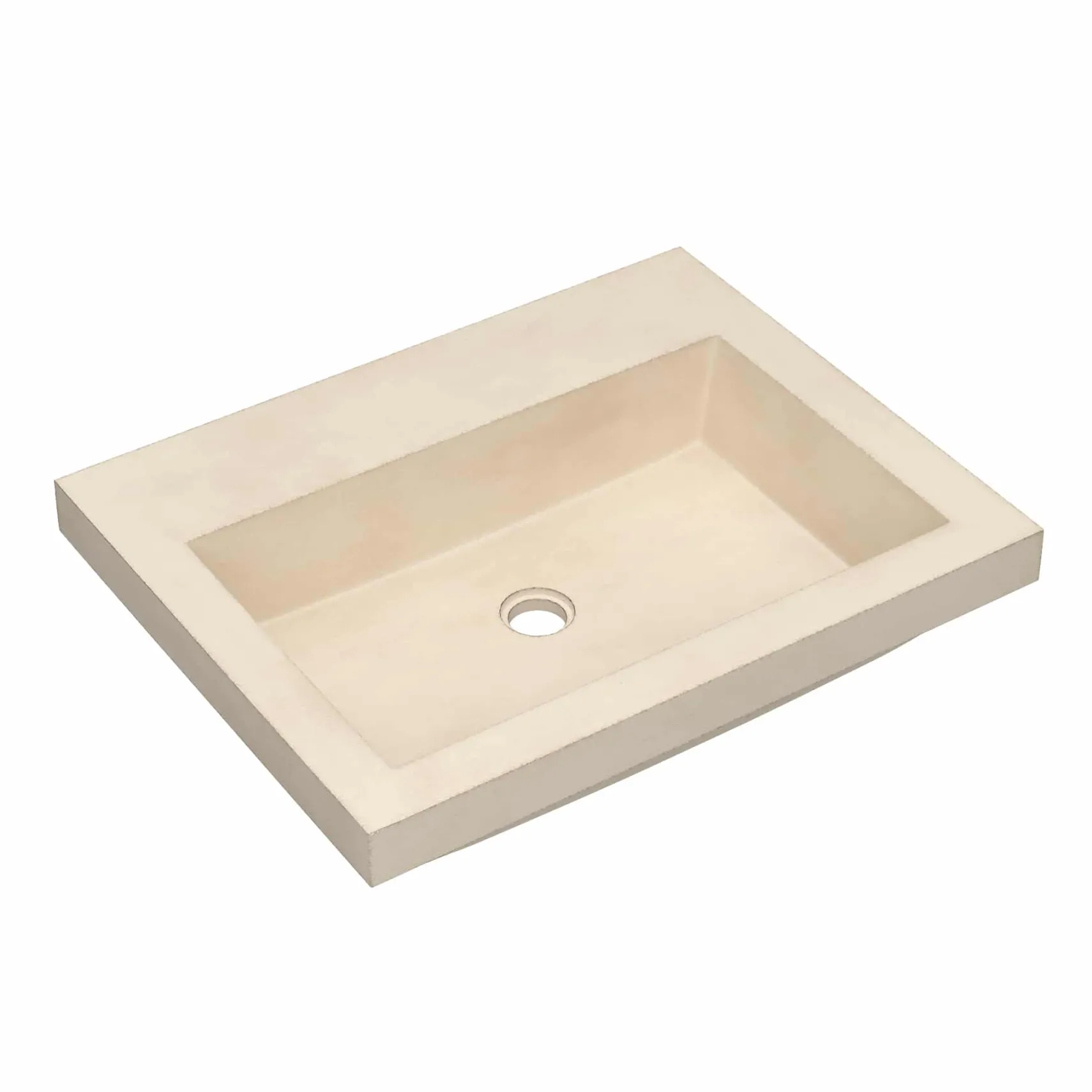 Native Trails Trough 24" Rectangular Drop-In NativeStone Concrete Bathroom Sink, Sand, No Faucet Hole, NSL2419-DX