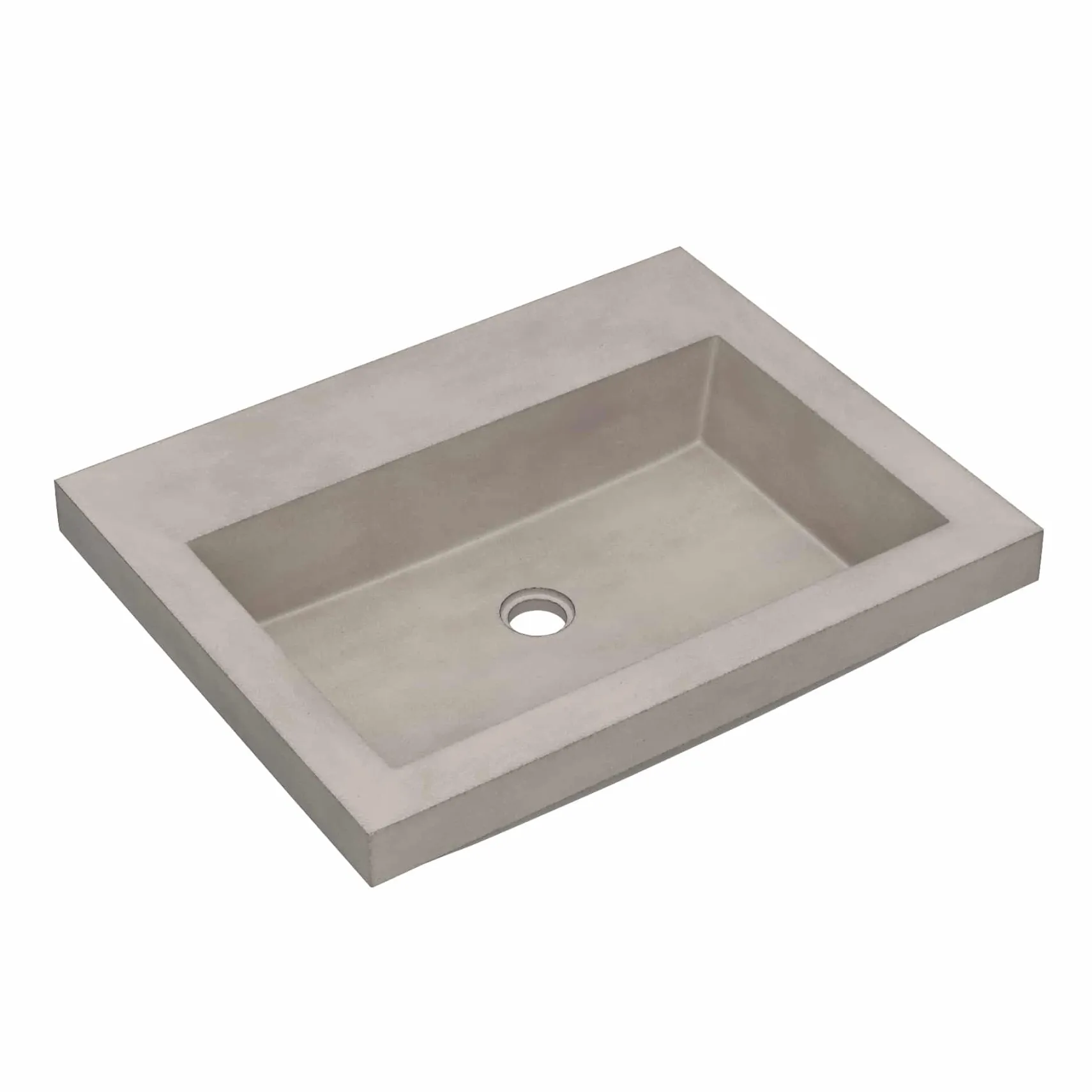 Native Trails Trough 24" Rectangular Drop-In NativeStone Concrete Bathroom Sink, Ash, No Faucet Hole, NSL2419-AX