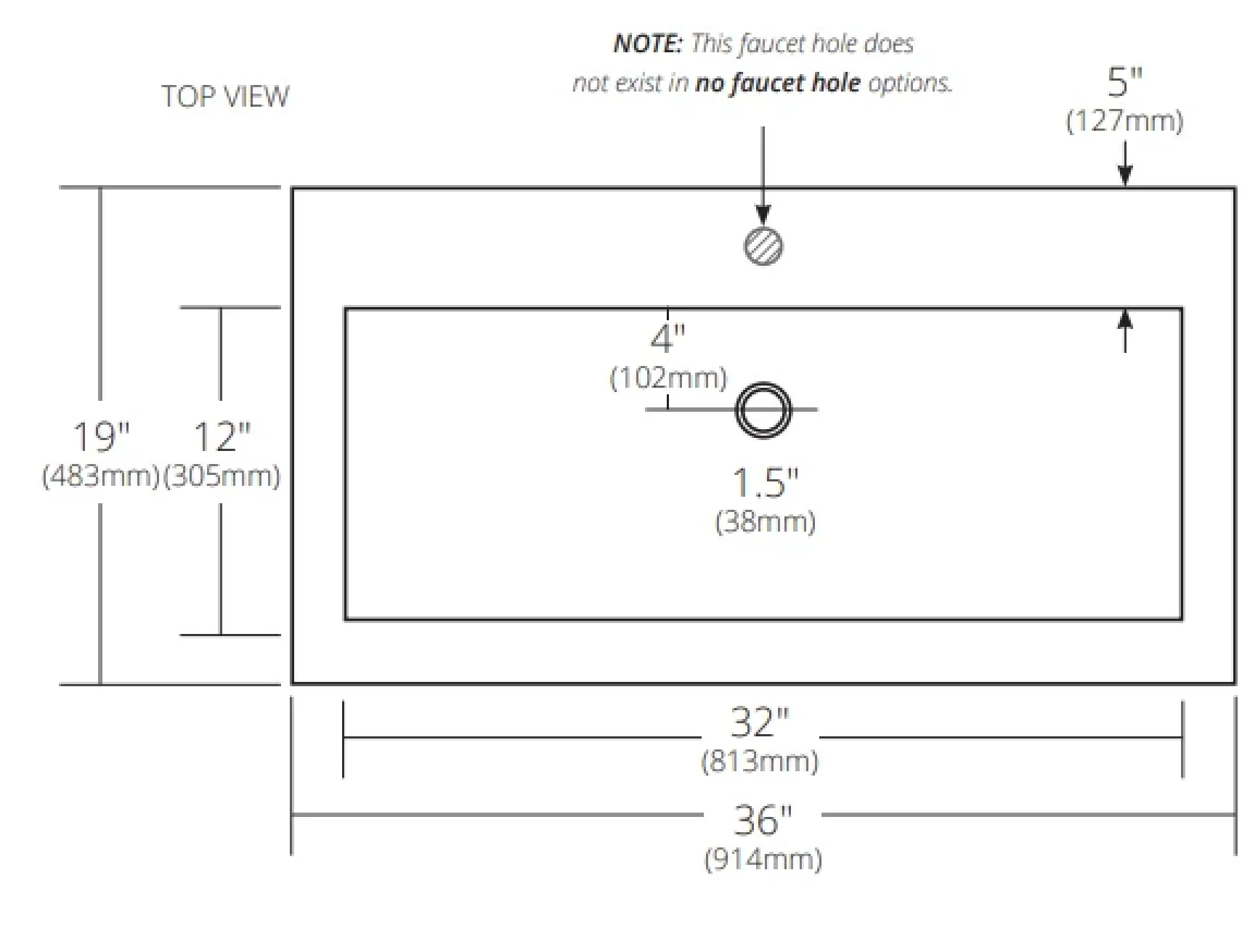 Native Trails Trough 36" Rectangle NativeStone Concrete Bathroom Sink, 1 Faucet Hole, Pearl, NSL3619-P