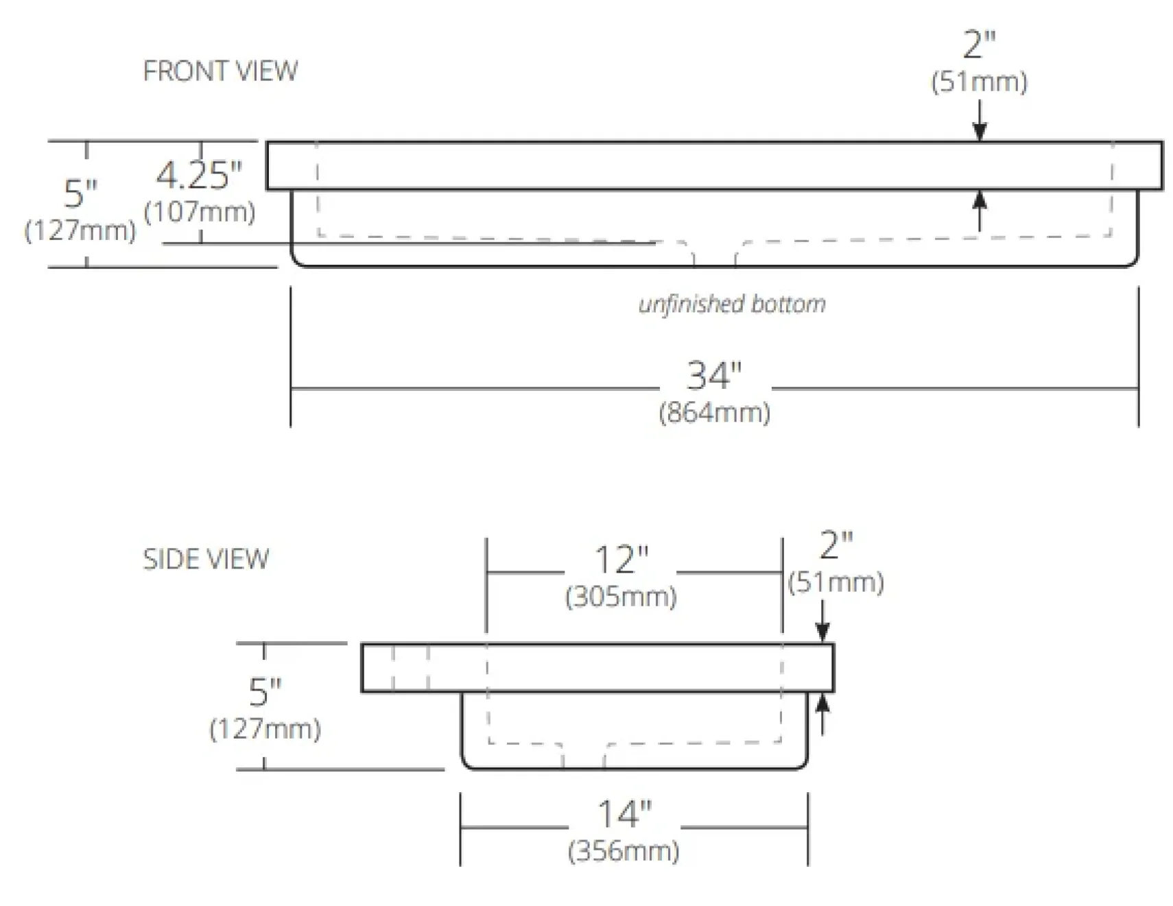 Native Trails Trough 36" Rectangle NativeStone Concrete Bathroom Sink, 1 Faucet Hole, Pearl, NSL3619-P