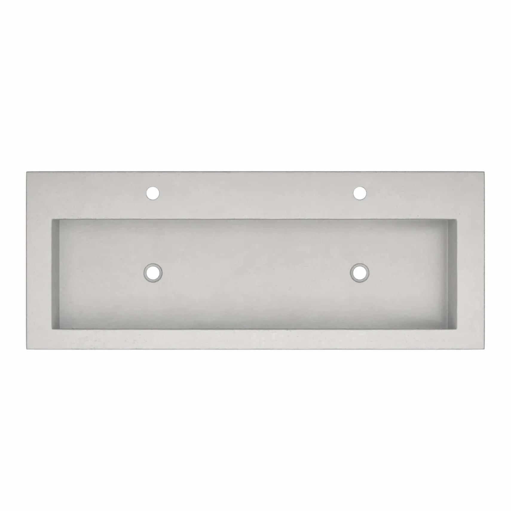 Native Trails Trough 48" Rectangle NativeStone Concrete Bathroom Sink, 2 Faucet Holes, Ash, NSL4819-A