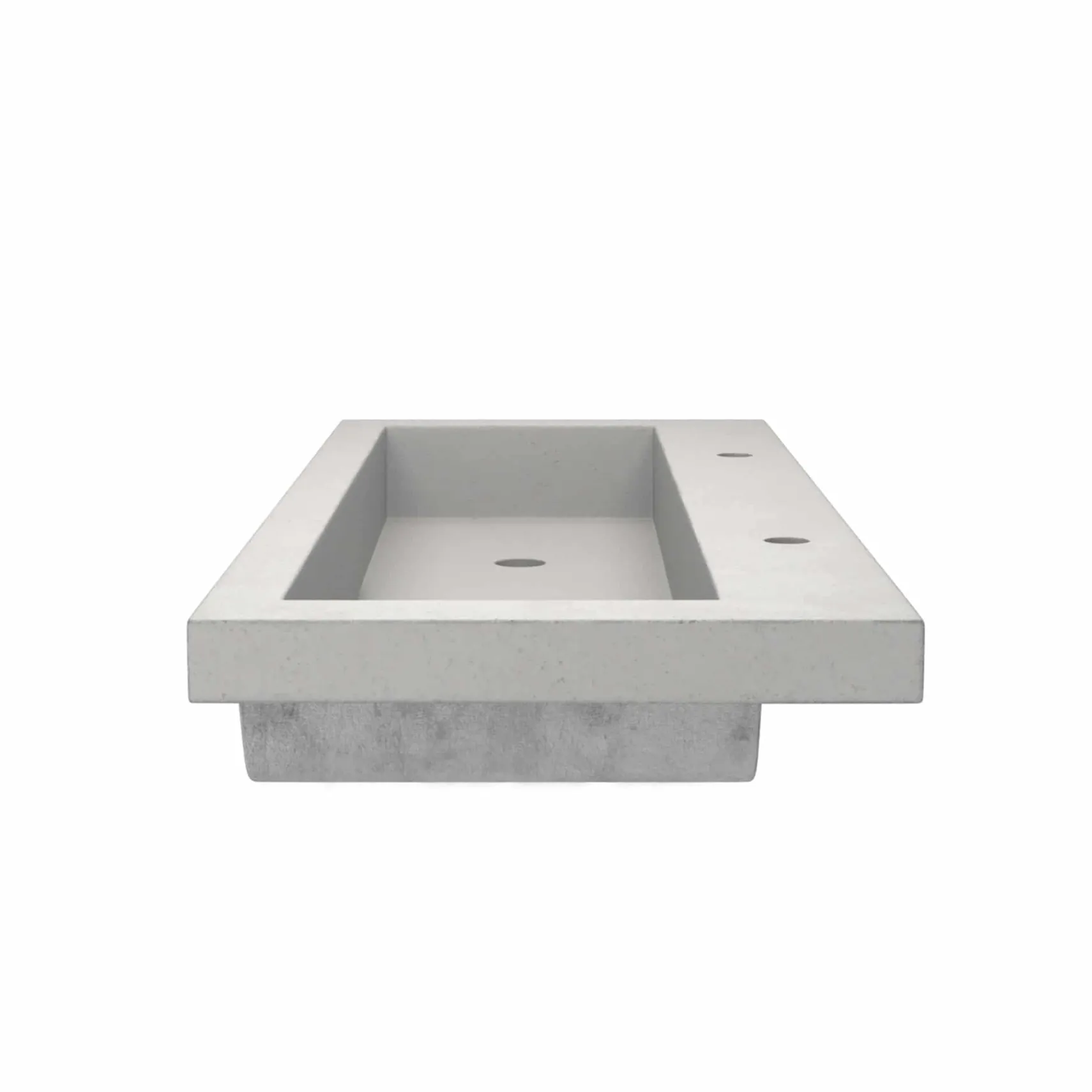 Native Trails Trough 48" Rectangle NativeStone Concrete Bathroom Sink, 2 Faucet Holes, Ash, NSL4819-A