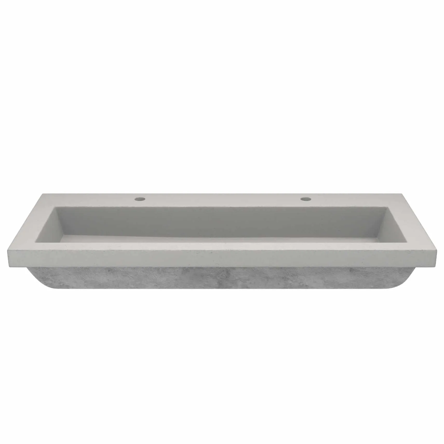 Native Trails Trough 48" Rectangle NativeStone Concrete Bathroom Sink, 2 Faucet Holes, Ash, NSL4819-A