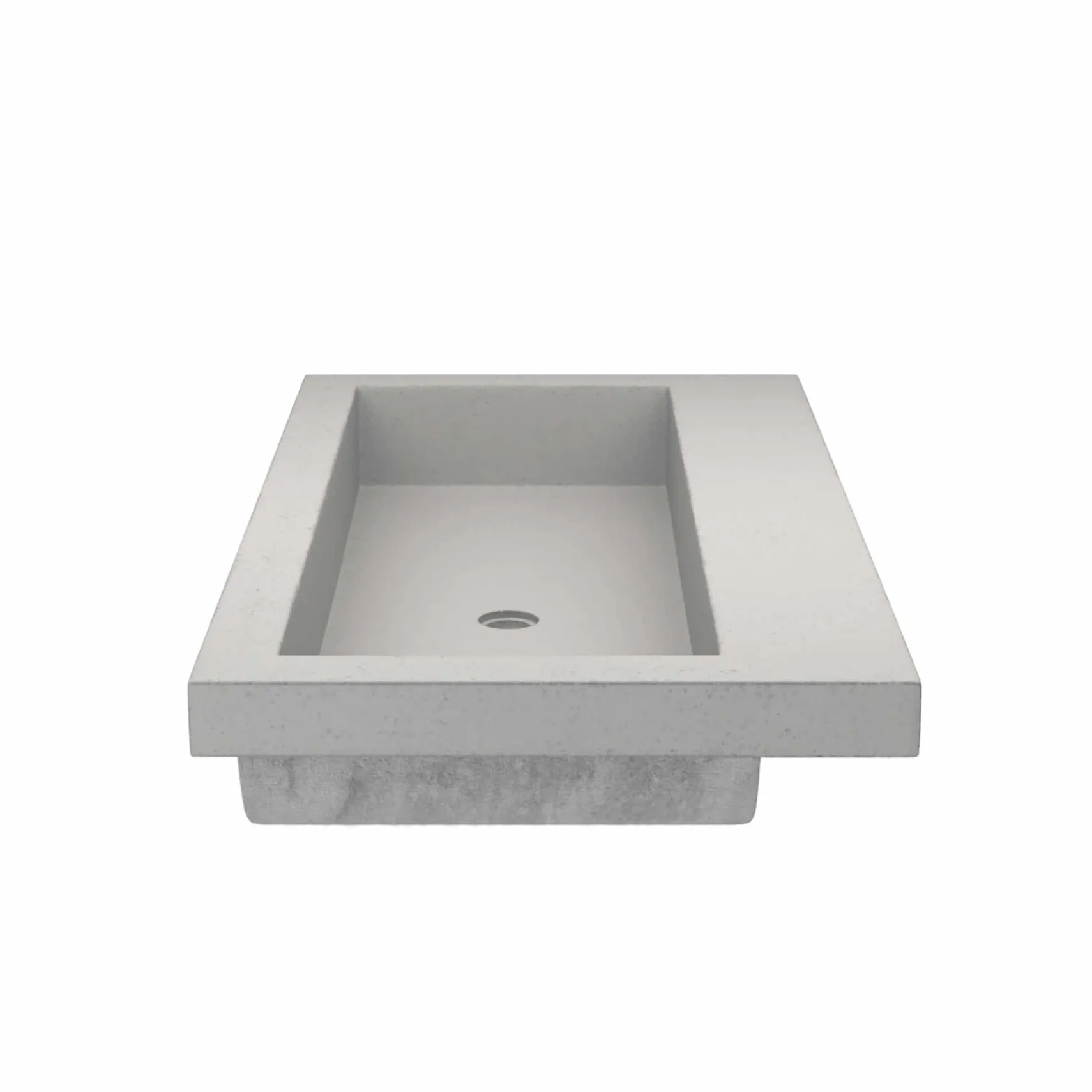 Native Trails Trough 36" Rectangle NativeStone Concrete Bathroom Sink, No Faucet Hole, Ash, NSL3619-AX