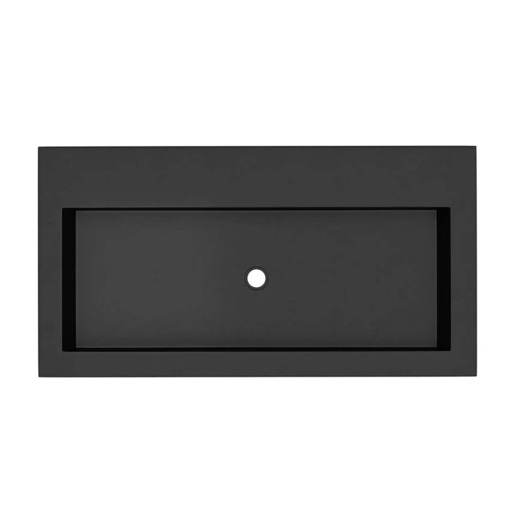 Native Trails Trough 36" Rectangle NativeStone Concrete Bathroom Sink, No Faucet Hole, Charcoal, NSL3619-CX