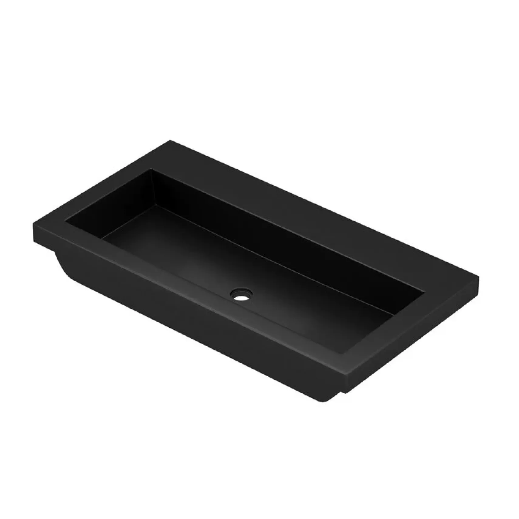 Native Trails Trough 36" Rectangle NativeStone Concrete Bathroom Sink, No Faucet Hole, Charcoal, NSL3619-CX