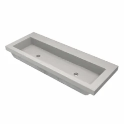 Native Trails Trough 48" Rectangle NativeStone Concrete Bathroom Sink, No Faucet Hole, Ash, NSL4819-AX