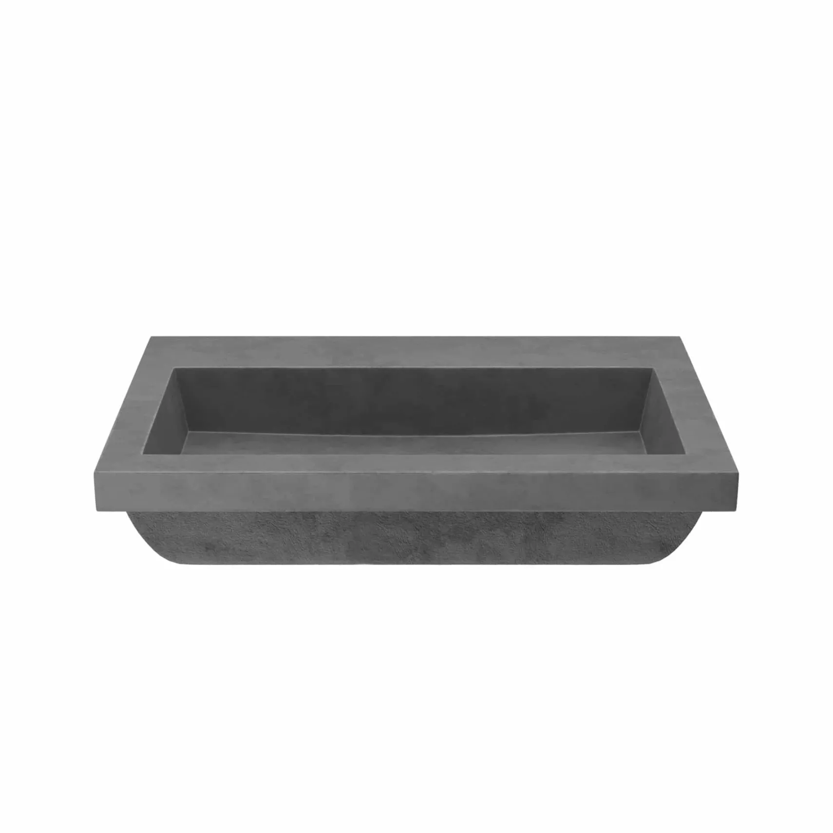 Native Trails Trough 30" Rectangle NativeStone Concrete Bathroom Sink, No Faucet Hole, Slate, NSL3019-SX