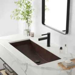 Native Trails Trough 30" Rectangle Copper Bathroom Sink, Antique Copper, CPS200