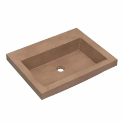 Native Trails Trough 24" Rectangular Drop-In NativeStone Concrete Bathroom Sink, Terracotta, No Faucet Hole, NSL2419-TX