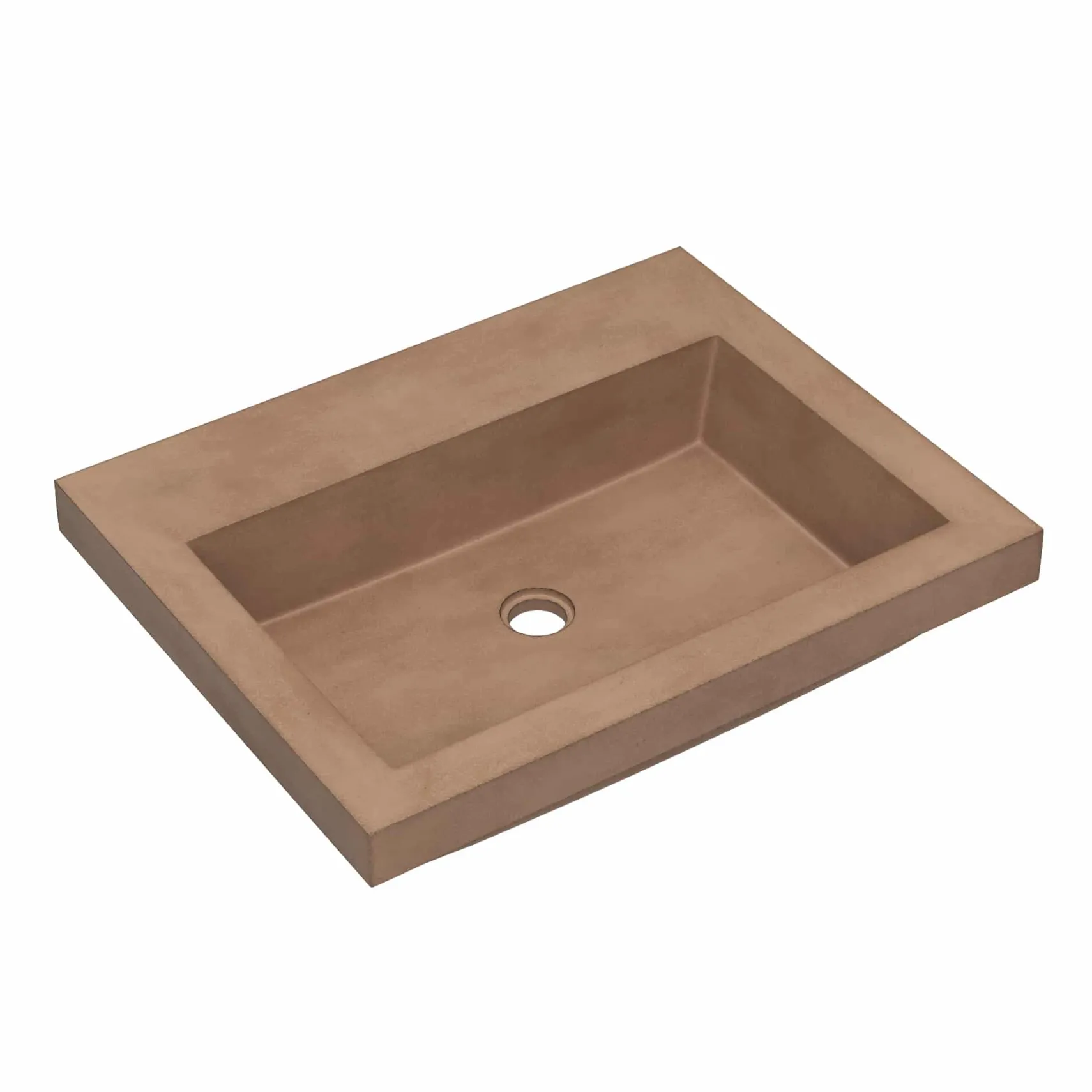 Native Trails Trough 24" Rectangular Drop-In NativeStone Concrete Bathroom Sink, Terracotta, No Faucet Hole, NSL2419-TX