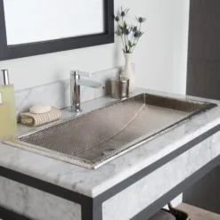 Native Trails Trough 36" Rectangle Nickel Bathroom Sink, Brushed Nickel, CPS506