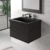 Native Trails Trough 24" Rectangular Drop-In NativeStone Concrete Bathroom Sink, Charcoal, NSL2419-C