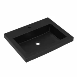 Native Trails Trough 24" Rectangular Drop-In NativeStone Concrete Bathroom Sink, Charcoal, NSL2419-C