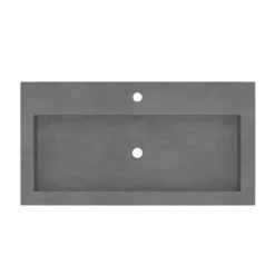 Native Trails Trough 36" Rectangle NativeStone Concrete Bathroom Sink, 1 Faucet Hole, Slate, NSL3619-S