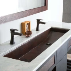 Native Trails Trough 48" Rectangle Copper Bathroom Sink, Antique Copper, CPS208