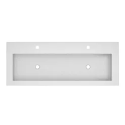 Native Trails Trough 48" Rectangle NativeStone Concrete Bathroom Sink, 2 Faucet Holes, Pearl, NSL4819-P