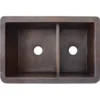 Native Trails Cocina Duet 33" Copper Kitchen Sink, 60/40 Double Bowl, Antique Copper, CPK275