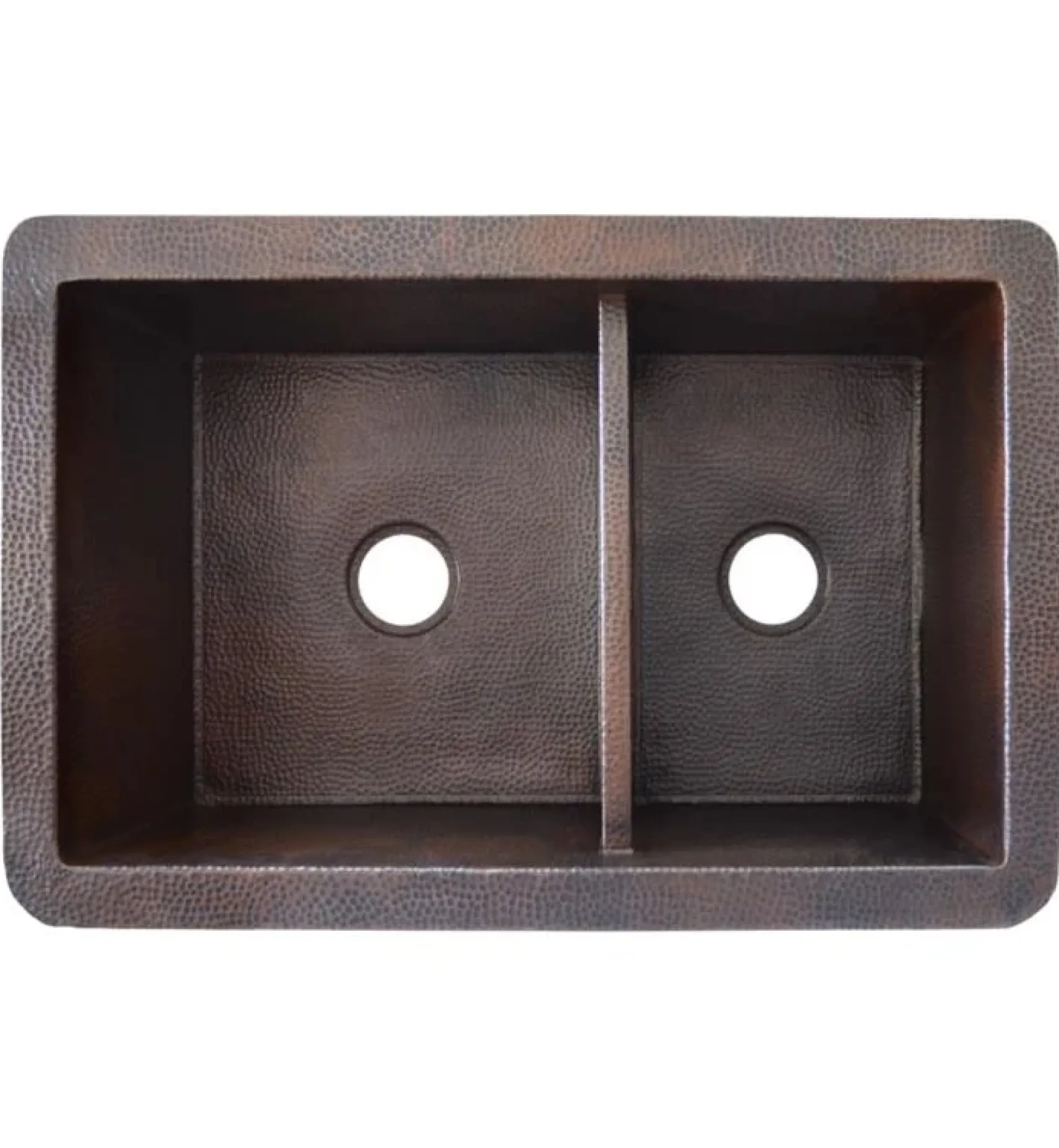 Native Trails Cocina Duet 33" Copper Kitchen Sink, 60/40 Double Bowl, Antique Copper, CPK275